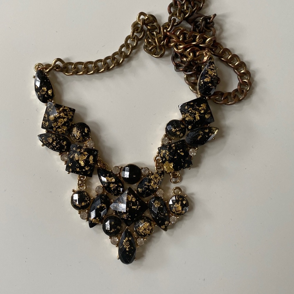 Black with gold necklace